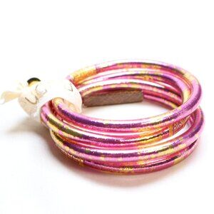BudhaGirl Gold & Carousel Pink All Weather Bangles Size M $128 New